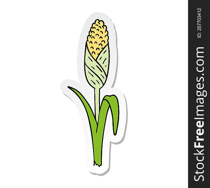 hand drawn sticker cartoon doodle of fresh corn on the cob