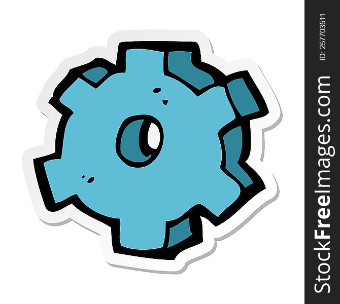 Sticker Of A Cartoon Cog Symbol