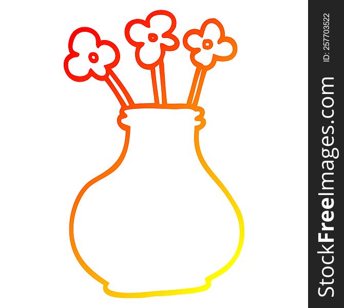 warm gradient line drawing of a cartoon flower vase