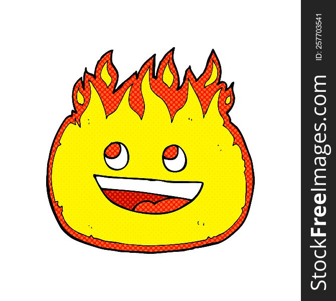 cartoon happy flame character. cartoon happy flame character