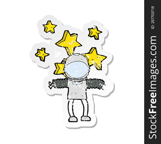 retro distressed sticker of a cartoon space man