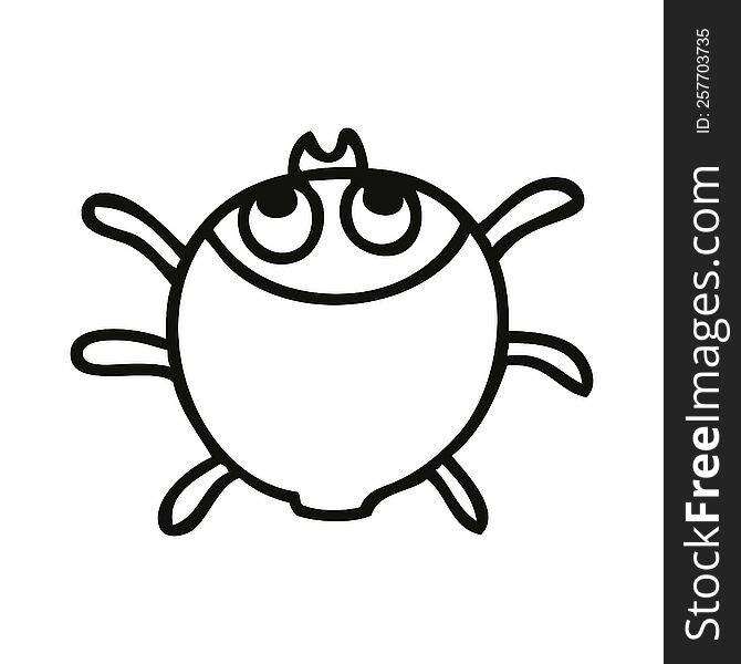 line drawing quirky cartoon beetle. line drawing quirky cartoon beetle
