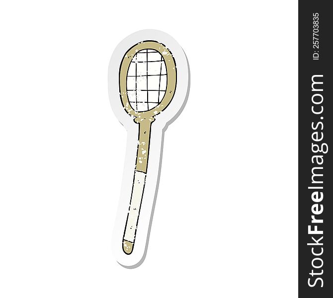 retro distressed sticker of a cartoon tennis racket