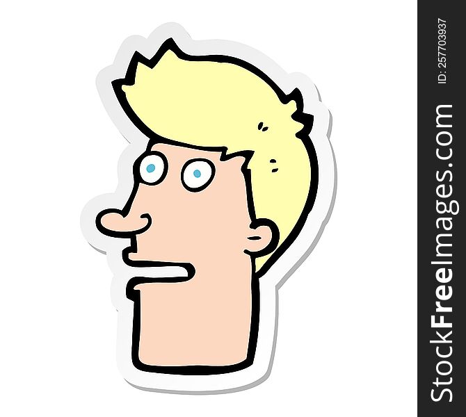 sticker of a cartoon shocked male face