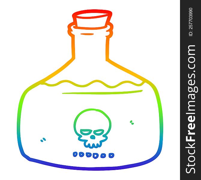 rainbow gradient line drawing of a cartoon vial of assassin poison