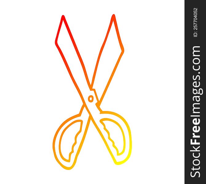 warm gradient line drawing of a cartoon sewing scissors