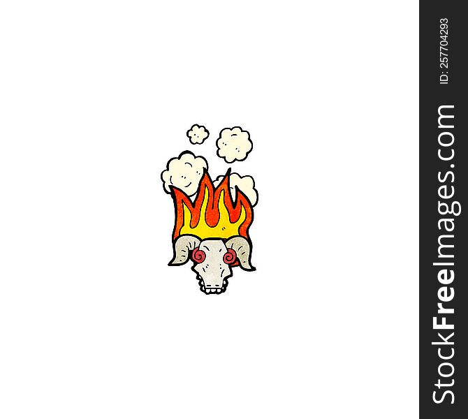 flaming ram skull cartoon