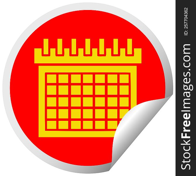 circular peeling sticker cartoon of a work calendar