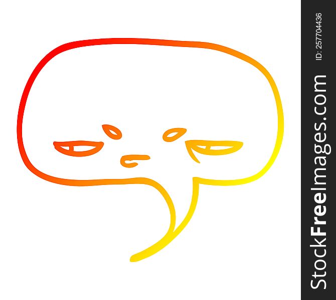 warm gradient line drawing of a cartoon speech bubble with face