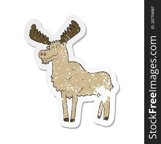 retro distressed sticker of a cartoon moose