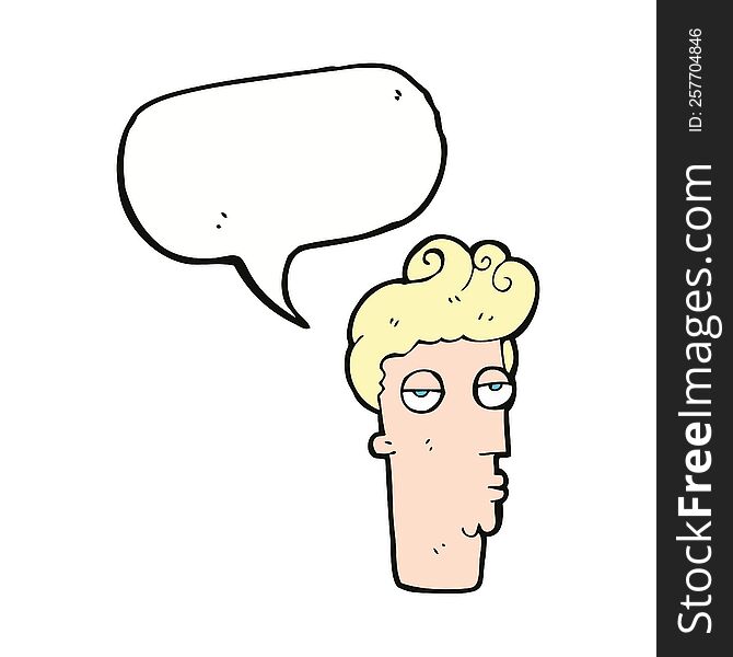 Cartoon Bored Man S Face With Speech Bubble