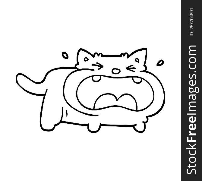 line drawing cartoon fat cat