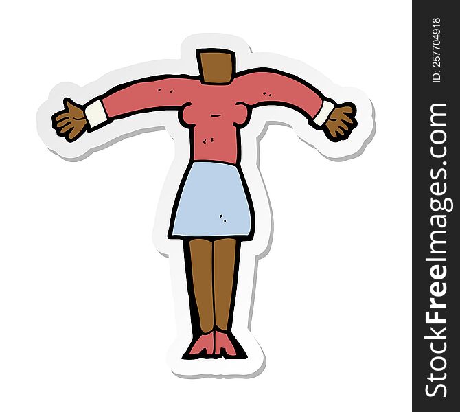 Sticker Of A Cartoon Female Body