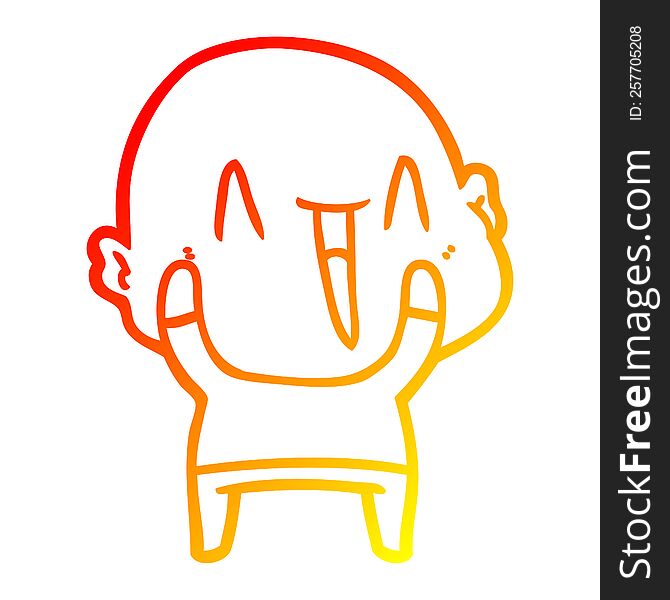 Warm Gradient Line Drawing Happy Cartoon Bald Man