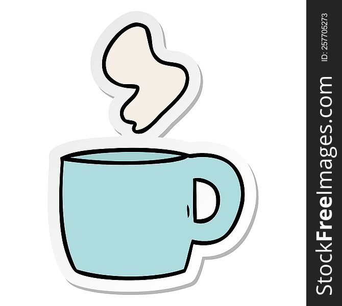 Sticker Cartoon Doodle Of A Steaming Hot Drink