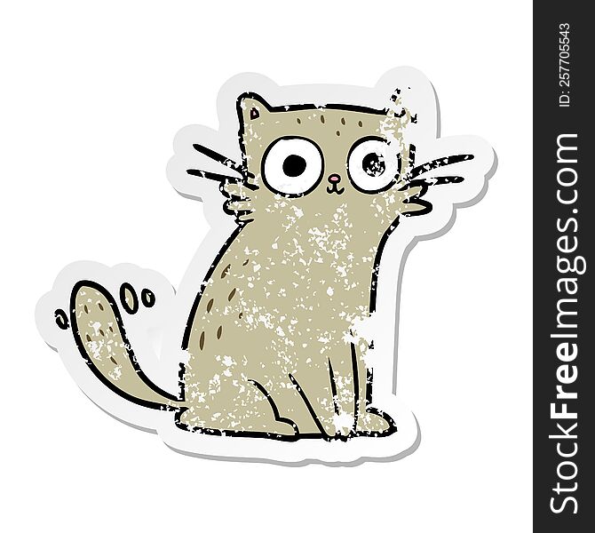 Distressed Sticker Of A Cartoon Cat