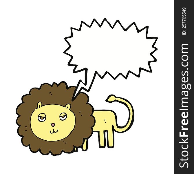 Cartoon Lion With Speech Bubble