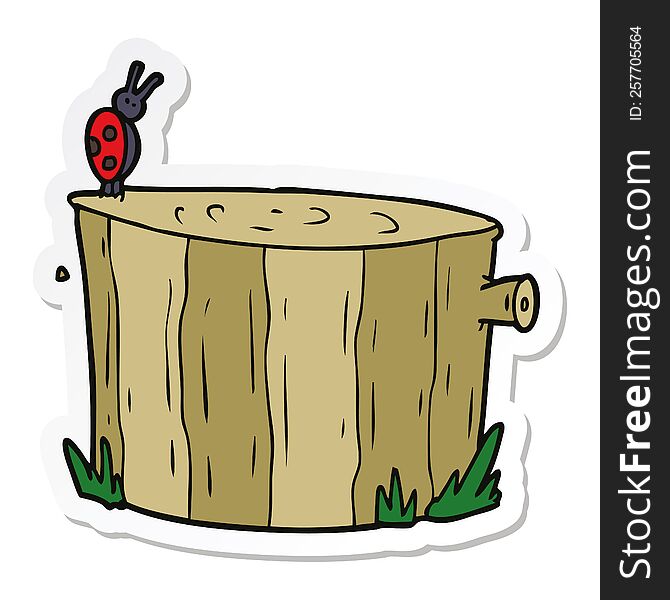 Sticker Of A Cartoon Tree Stump