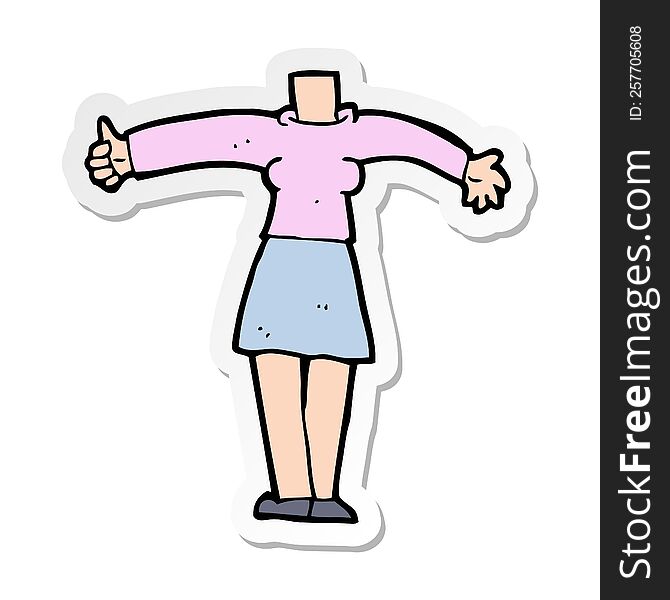 sticker of a cartoon female body