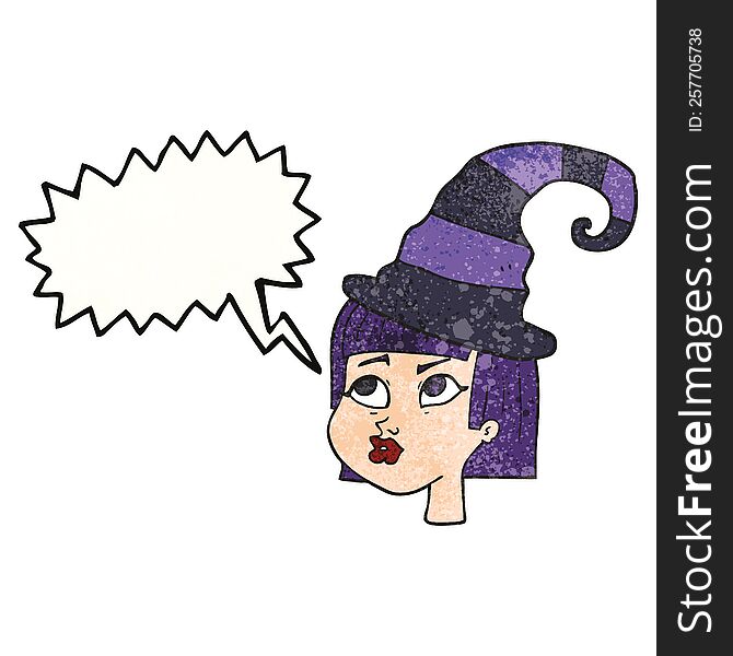 Speech Bubble Textured Cartoon Witch