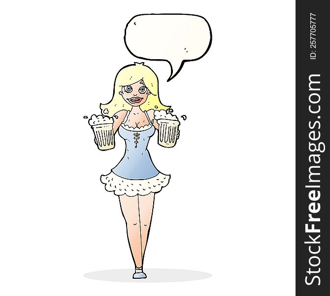 cartoon beer festival girl with speech bubble