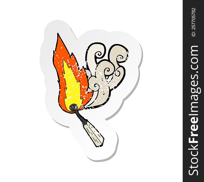 Retro Distressed Sticker Of A Cartoon Burning Match