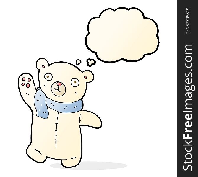 Cute Cartoon Polar Teddy Bear With Thought Bubble