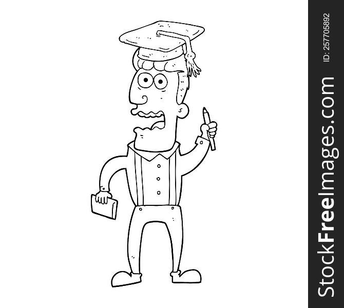 Black And White Cartoon Stressed Student