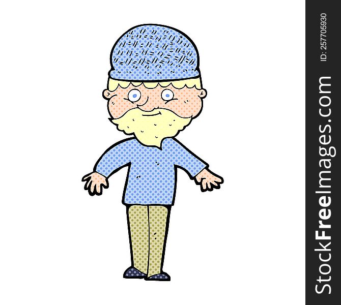 Cartoon Man In Winter Hat