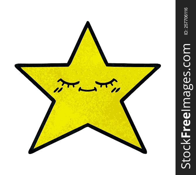 retro grunge texture cartoon of a gold star