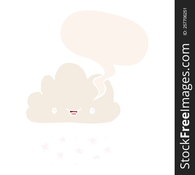 cartoon storm cloud and speech bubble in retro style