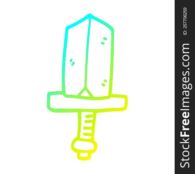Cold Gradient Line Drawing Cartoon Gold Dagger