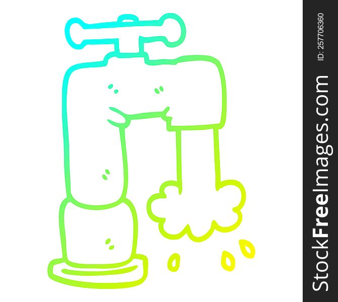 Cold Gradient Line Drawing Cartoon Running Faucet