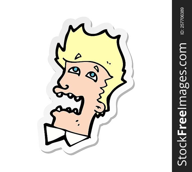 Sticker Of A Cartoon Frightened Man