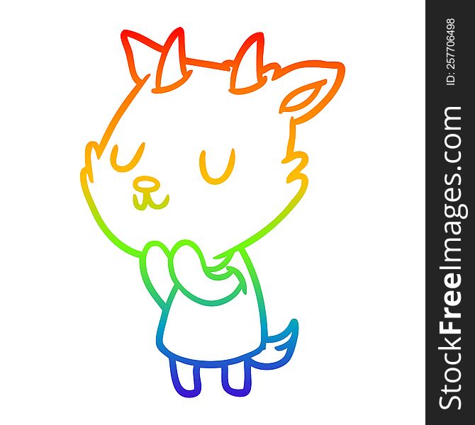 rainbow gradient line drawing of a cute goat