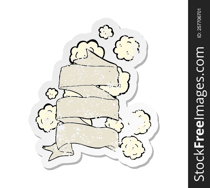 Retro Distressed Sticker Of A Cartoon Old Scroll Banner