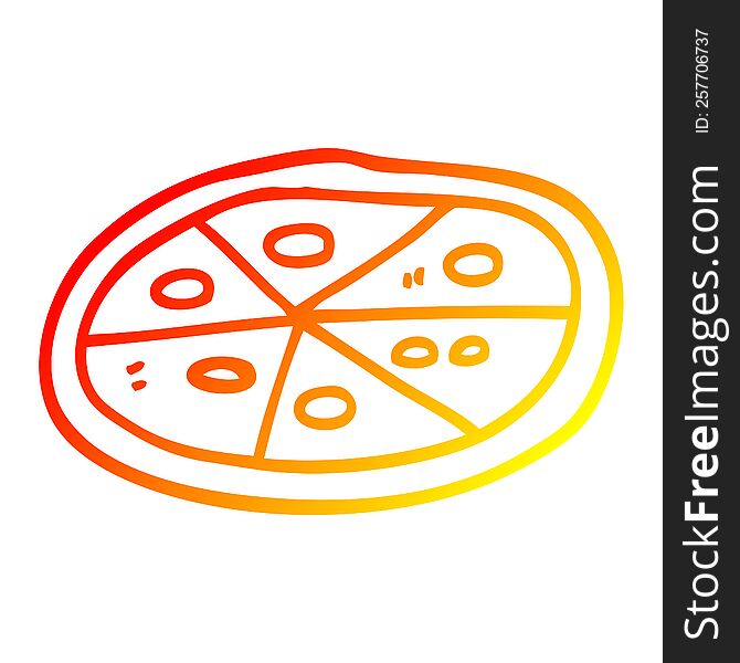 Warm Gradient Line Drawing Cartoon Pizza