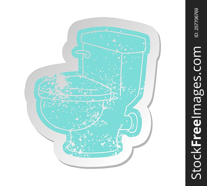 distressed old cartoon sticker of a bathroom toilet. distressed old cartoon sticker of a bathroom toilet