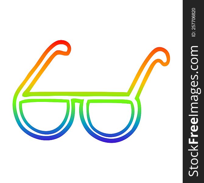 rainbow gradient line drawing of a cartoon glasses