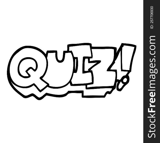 black and white cartoon word quiz