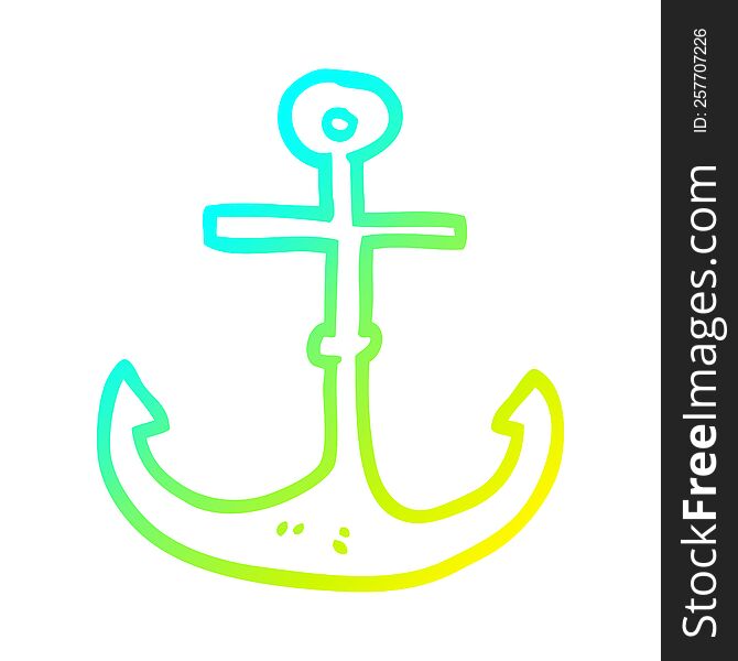 cold gradient line drawing cartoon ship anchor