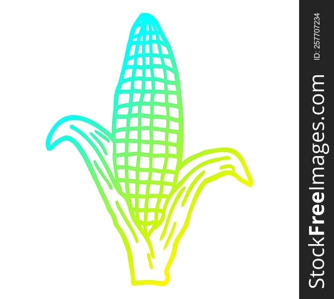 cold gradient line drawing of a cartoon healthy corn