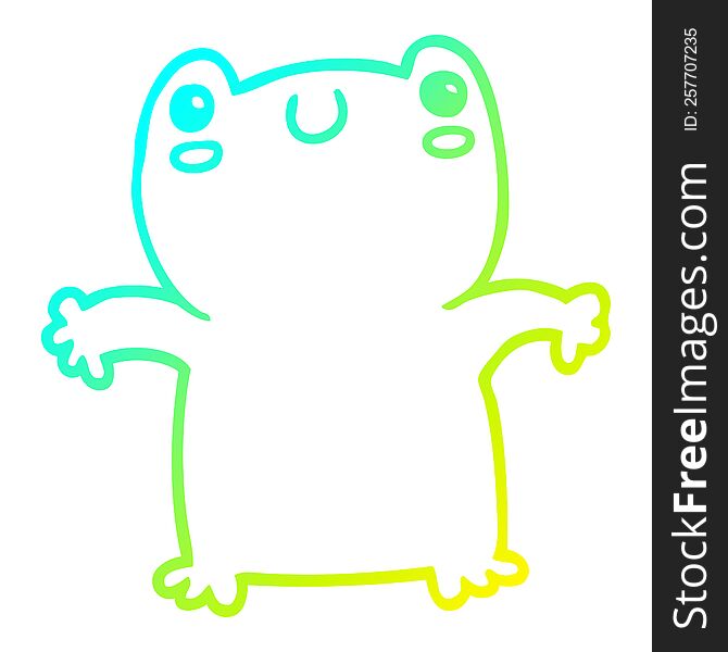 cold gradient line drawing cartoon frog