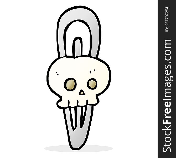 freehand drawn cartoon skull hairclip