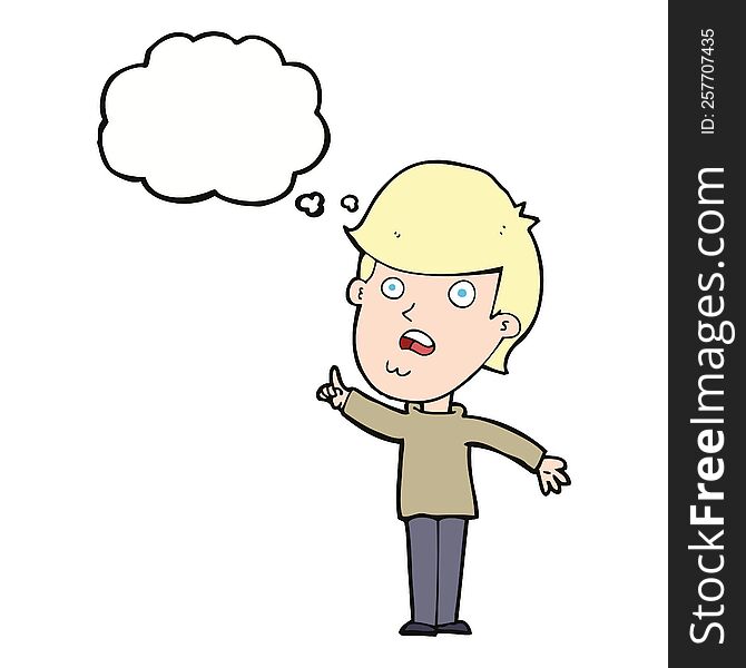 Cartoon Man Asking Question With Thought Bubble