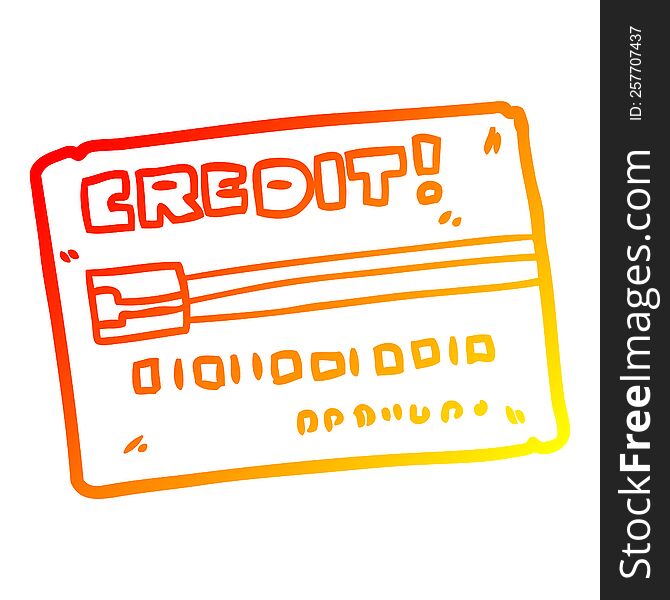 warm gradient line drawing of a cartoon credit card