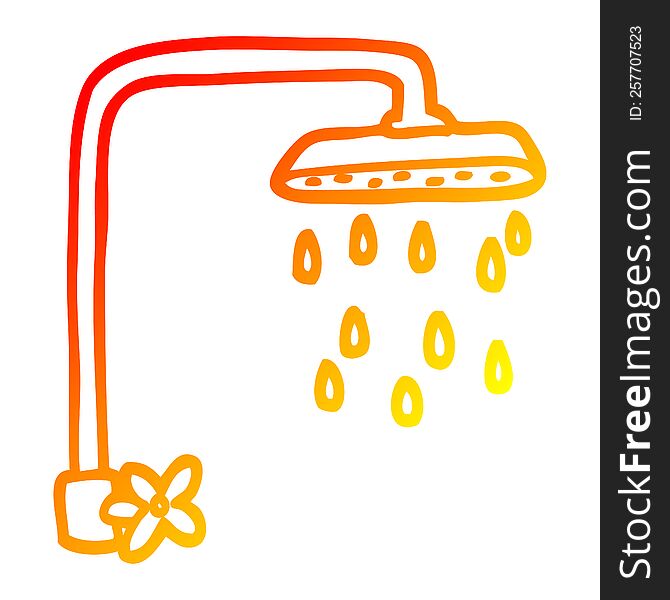 warm gradient line drawing of a cartoon shower head