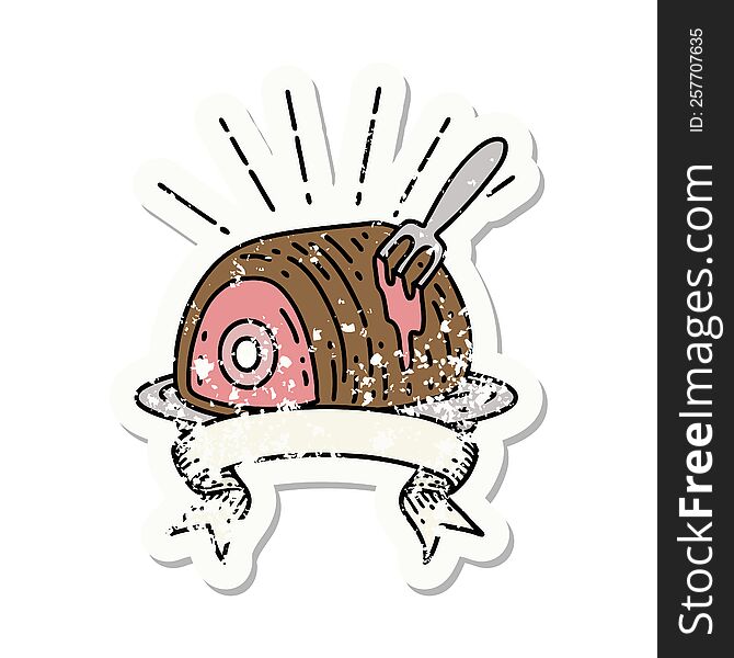 Grunge Sticker Of Tattoo Style Roast Beef