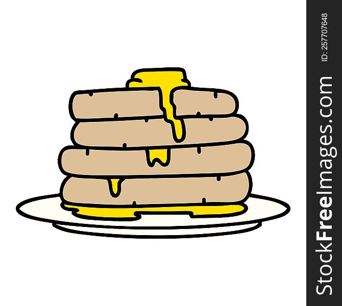 cartoon stack of pancakes with butter