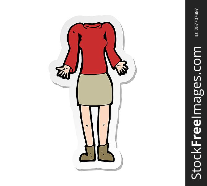 Sticker Of A Cartoon Female Body With Shrugging Shoulders